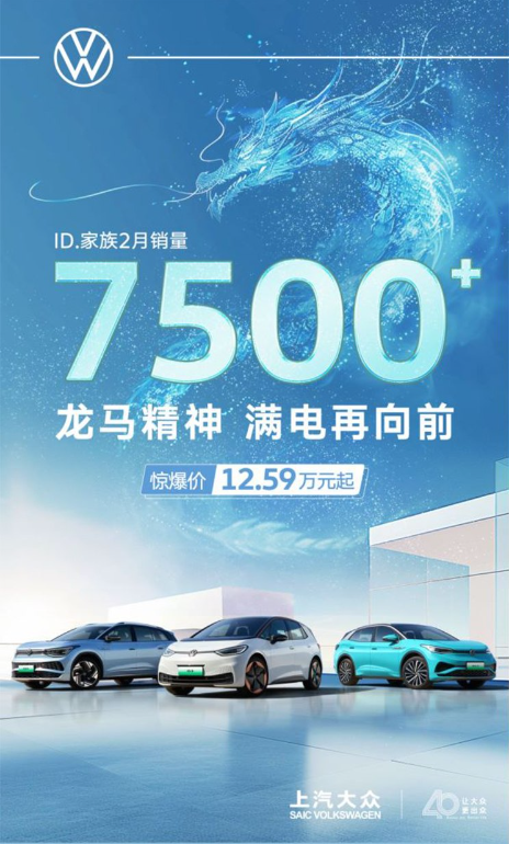 盛煌平台：超越7500台！上汽大众公布ID.家族2月销量